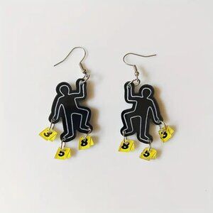 #29 Body Outline Evidence Marker Dangle Earrings - Murder Macabre Goth Eclectic